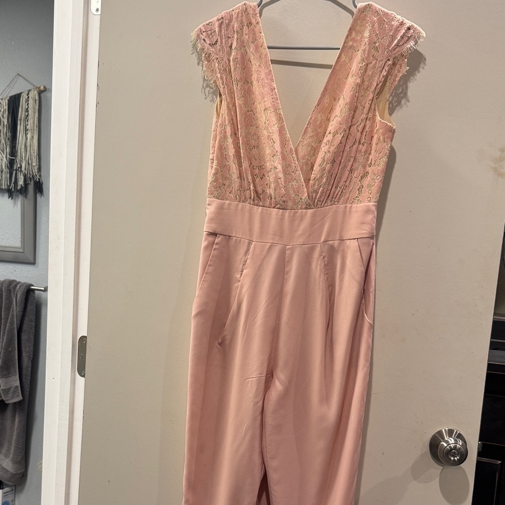 bebe Blush Lace Jumpsuit
